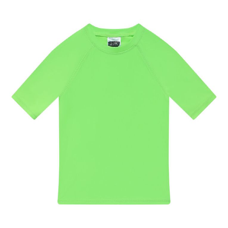 Young Original Short Sleeve Neon Rash Top, Green Light, hi-res