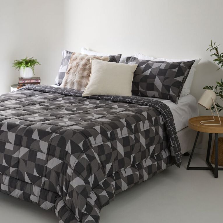 Living & Co 3 Piece Comforter Nova Grey Queen, , hi-res