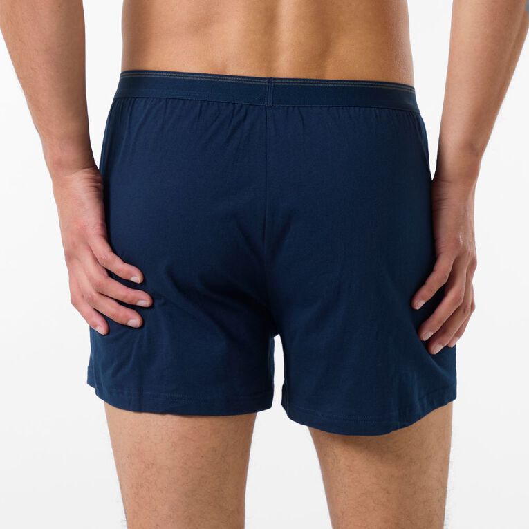 H&H Men's Loose Knit Boxers 3 Pack, Black/Navy, hi-res