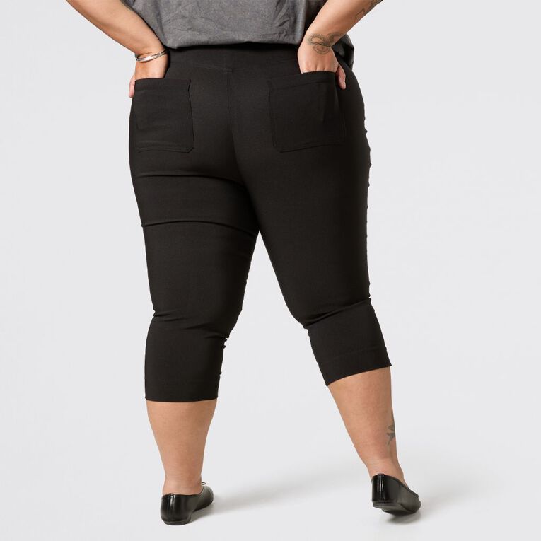 H&H Curve Women's Bengaline Crop Pants, Black, hi-res