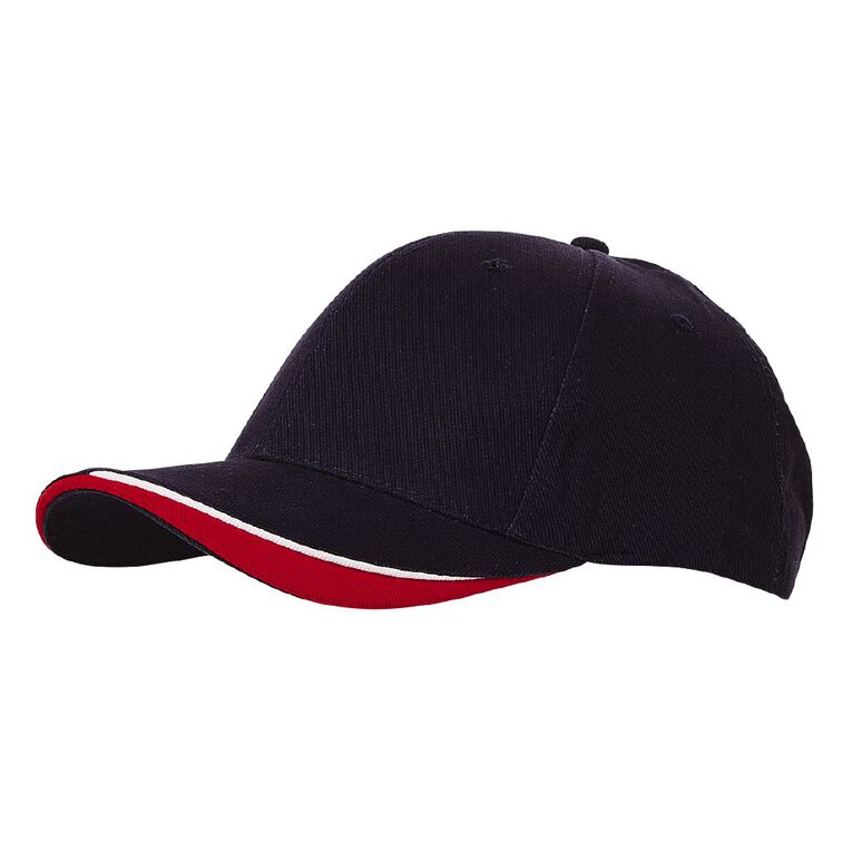 Schooltex Brushed Heavy Cotton Cap, Navy/Red, hi-res