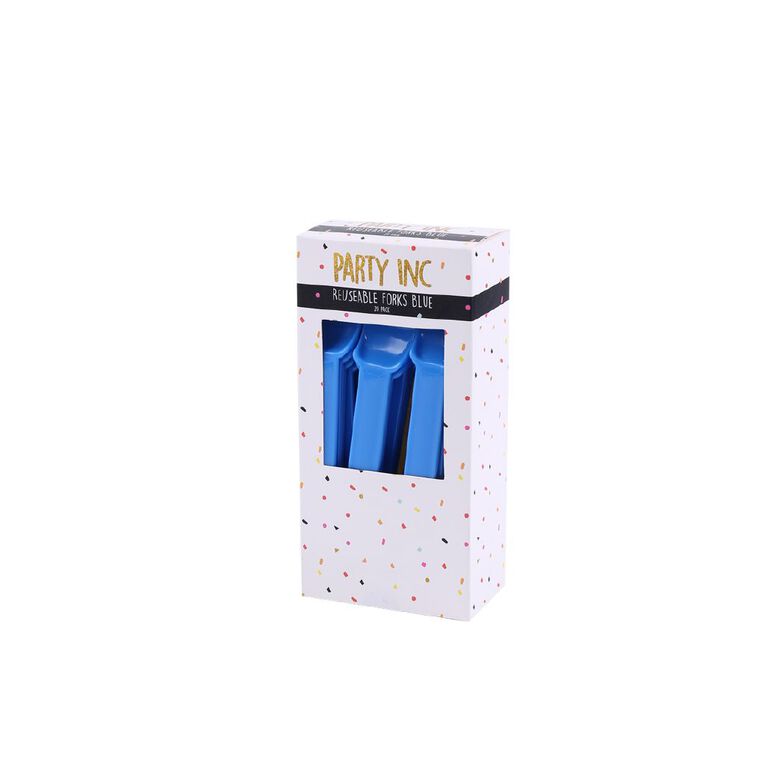 Party Inc Reuseable Forks Blue 20 Pack, , hi-res