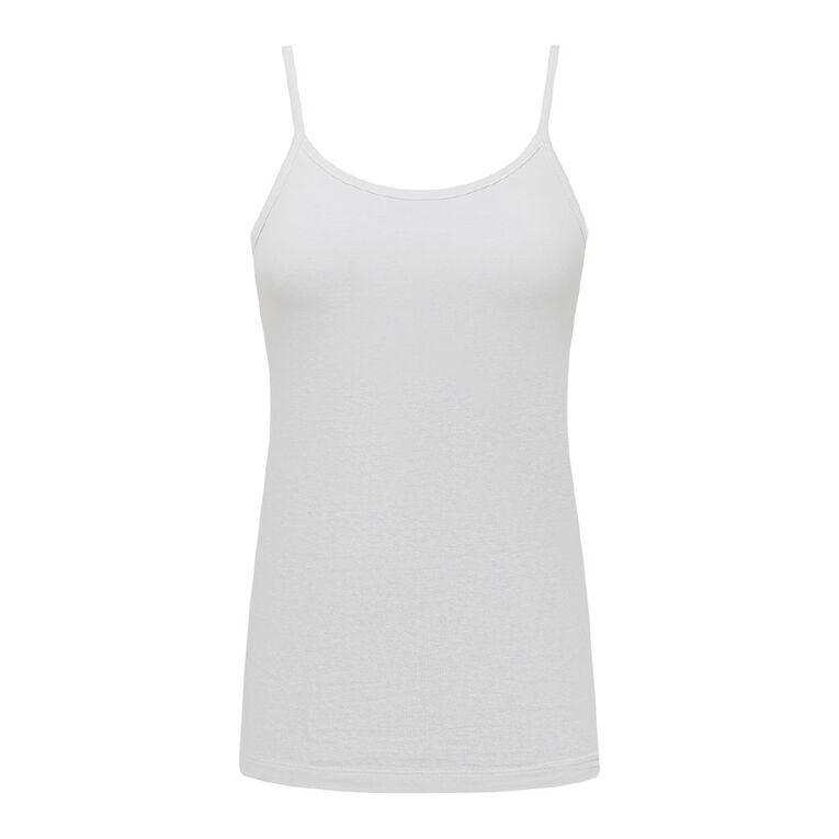 H&H Women's Essential Stretch Shelf Bra Cami, White, hi-res