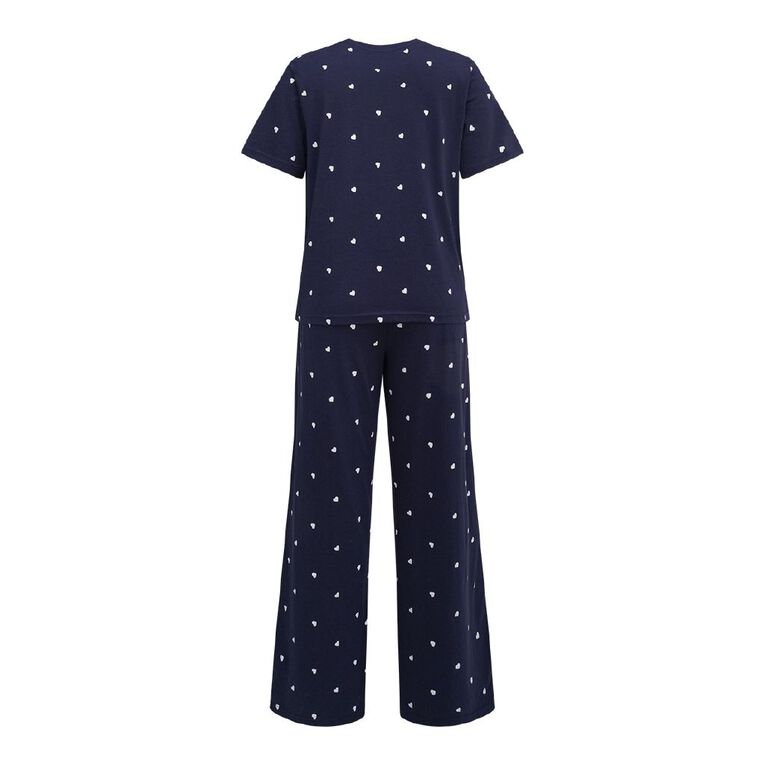 H&H Women's Tee and Pant Pyjama Set, Blue Dark, hi-res