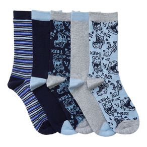 H&H Boys' Crew Jacquard Socks 5 Pack