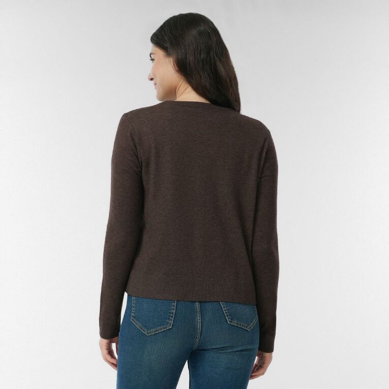 H&H Women's Essential Cardigan, Brown Dark, hi-res