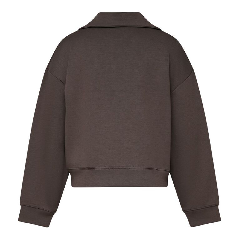Active Intent Women's V-Neck Sweat, Brown Dark, hi-res