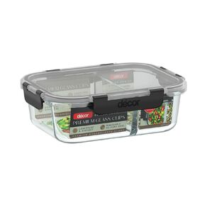 Decor Premium Glass Clips Split Oblong 980ml Clear Clear