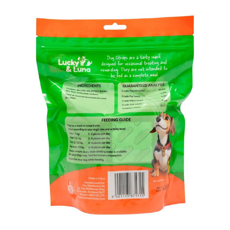 Lucky & Luna Chicken Straps 500g, , hi-res