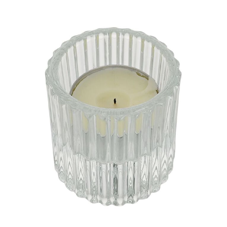 Living & Co Textured Tealight & Table Candle Holder Clear, , hi-res