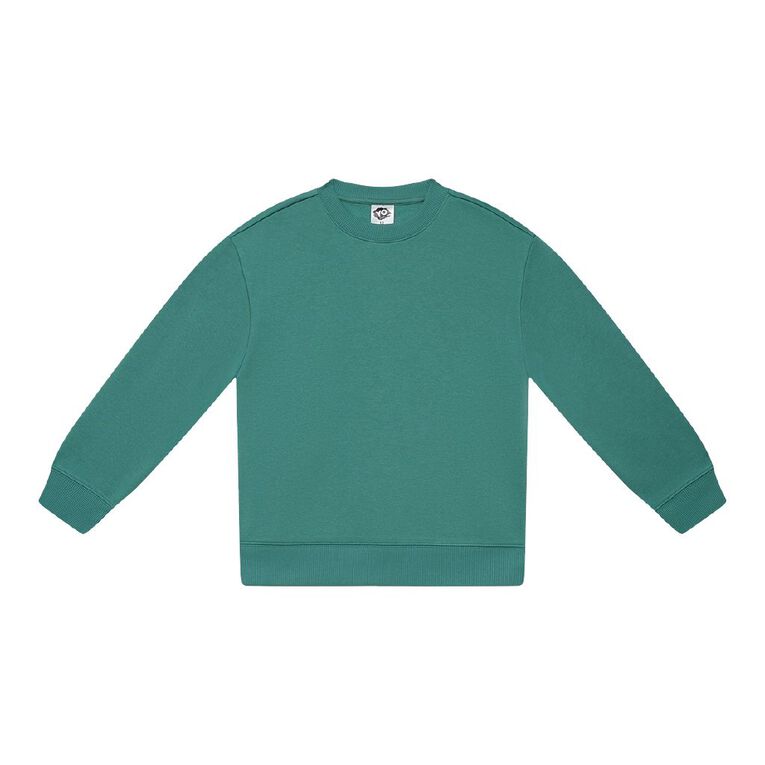 Young Original Kids' Plain Crew Sweatshirt, Green Dark, hi-res