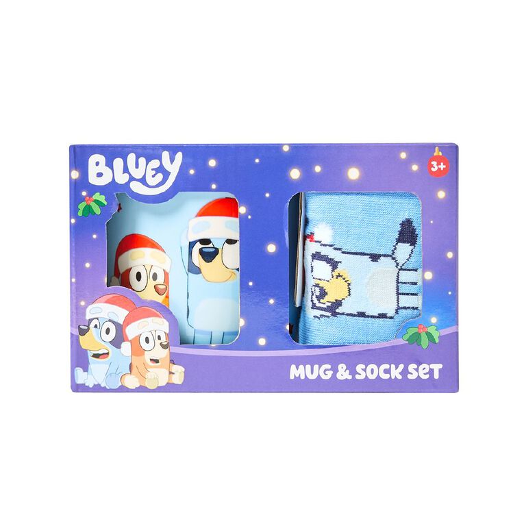 Bluey Christmas Mug And Sock Set Blue, , hi-res