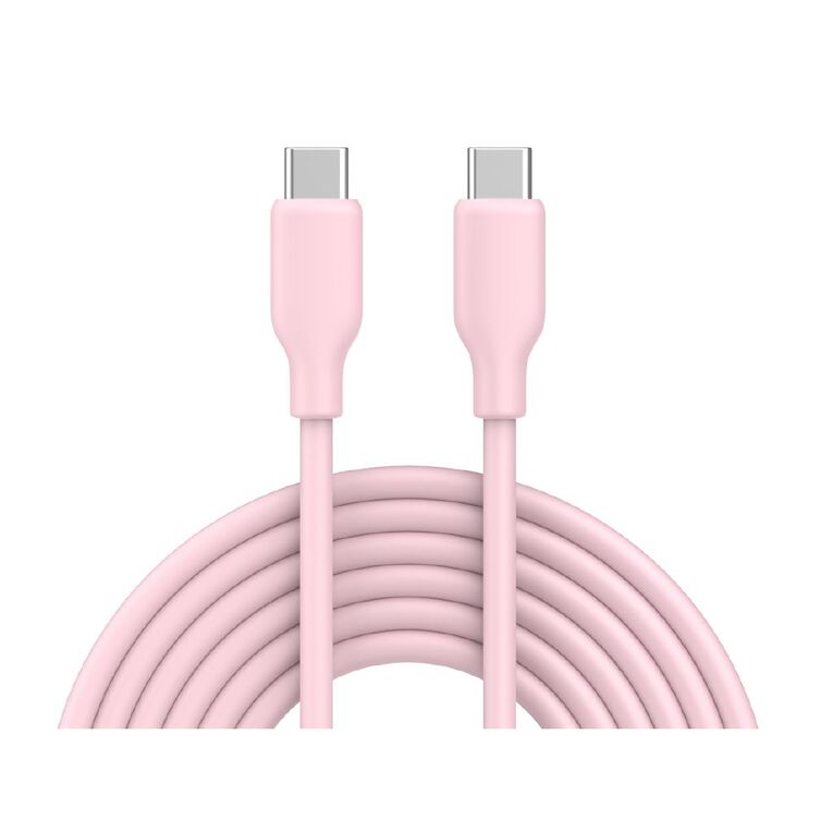 Tech.Inc Silicon USB-C to C Cable With Silicon Tie TICABS02GN Pink, , hi-res