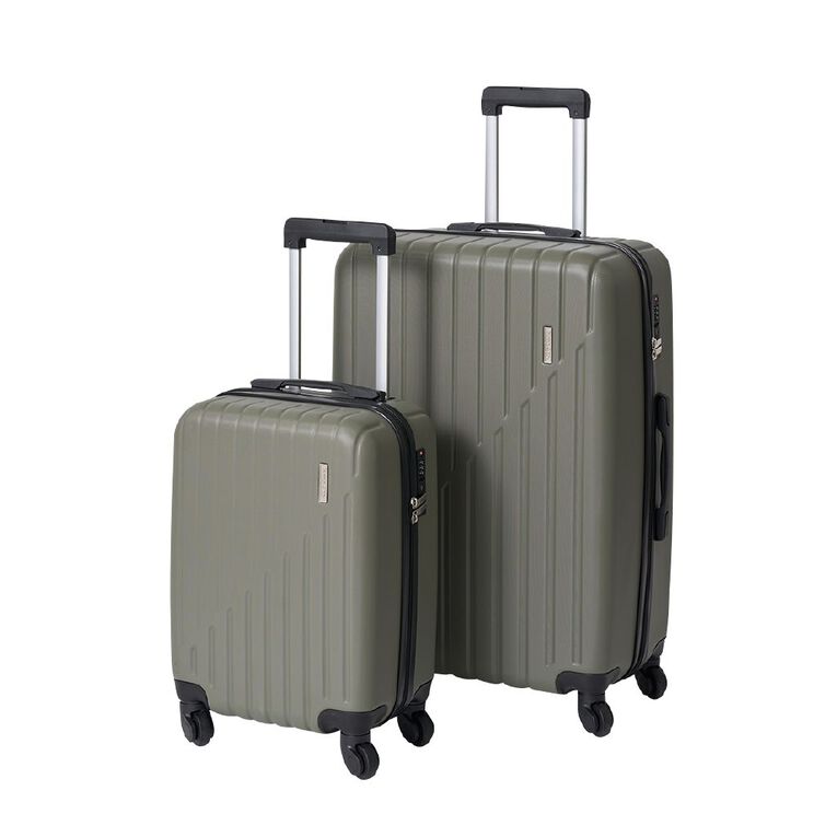 Living & Co Hard Textured Suitcases 2 Piece Set Khaki, , hi-res