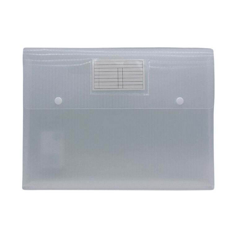WS Gusset Dome Document Wallet Clear A4, , hi-res