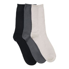 H&H Women's Waffle Crew Socks 3 Pack