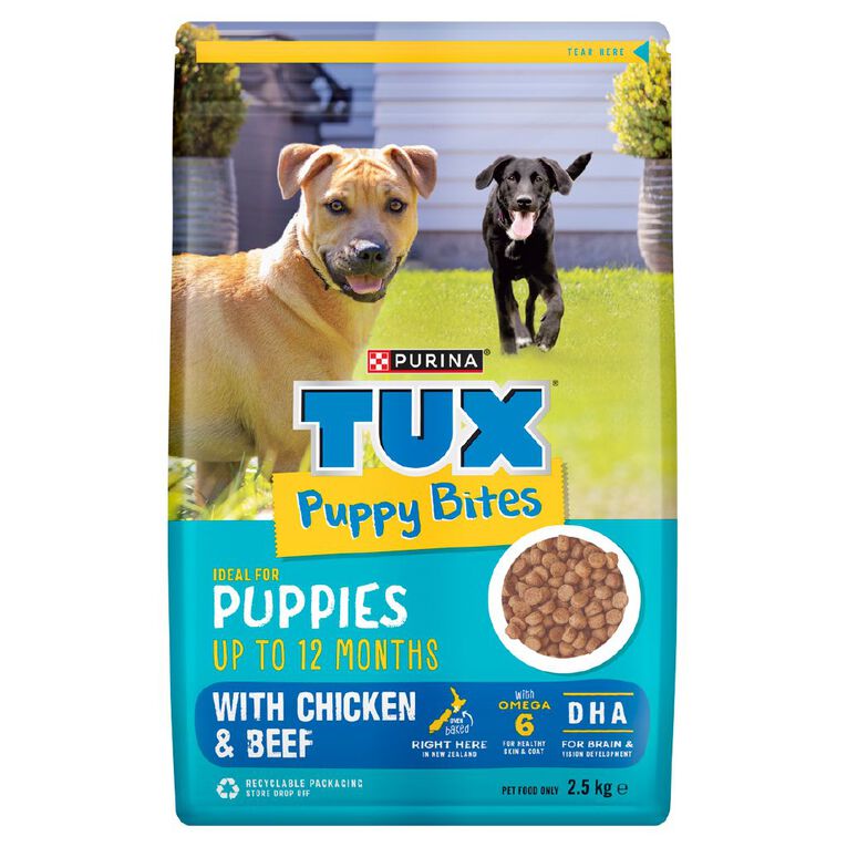 TUX Puppy Bites Chicken & Beef Dry Dog Food 2.5kg, , hi-res