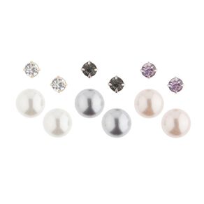 Diamante Pearl Earrings 6 Pairs