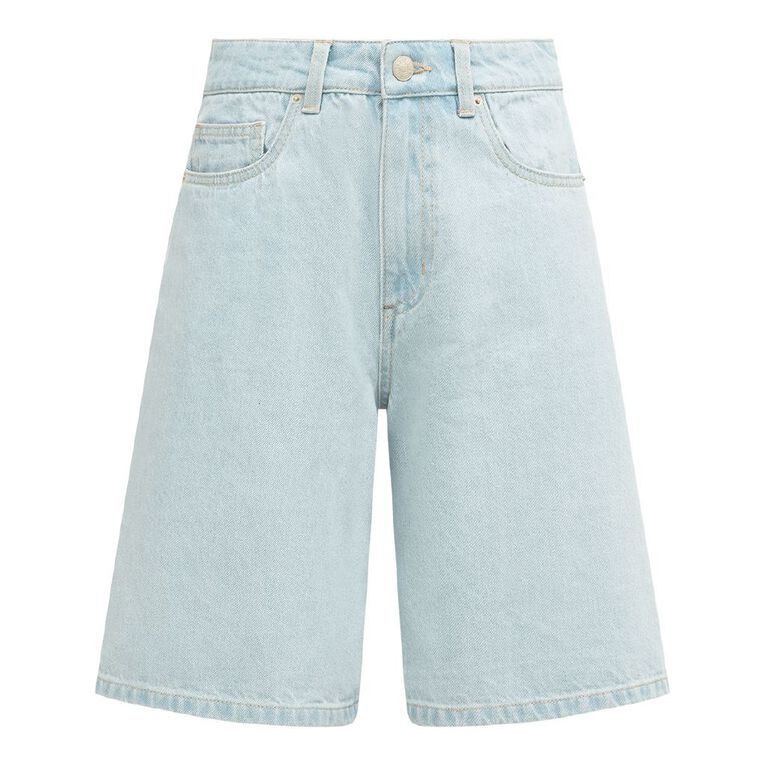 H&H Women's Wide Leg Denim Jort Shorts, Denim Light, hi-res