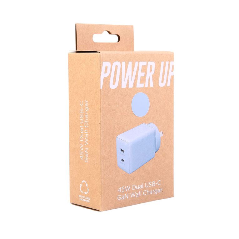 Tech.Inc PD 45W Dual USB-C Fast Charger Mist Blue, , hi-res