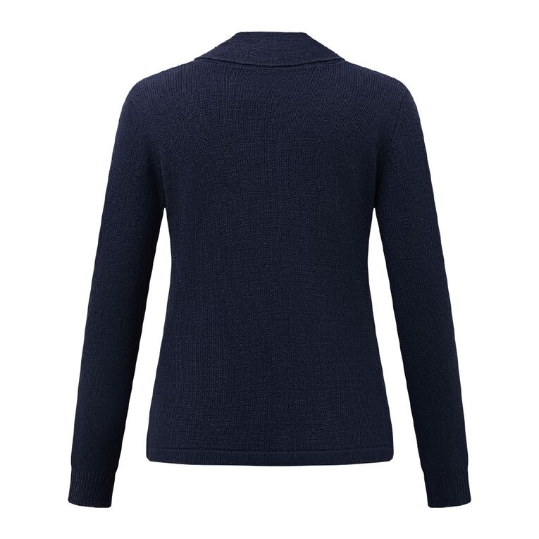 H&H Women's Drape Front Cardigan, Blue Dark, hi-res