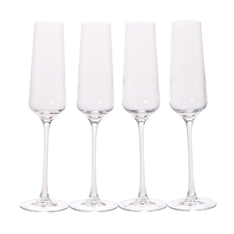 Living & Co Studio Flute Glass Clear 4 Pack, , hi-res