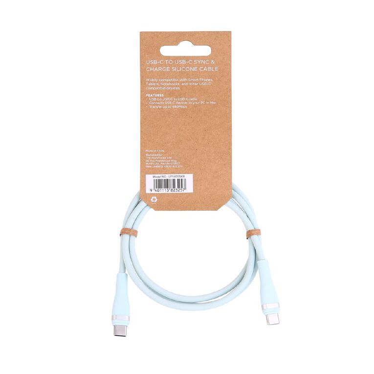 Lifestyles USB-C To USB-C Cable 1m Sky Blue, , hi-res
