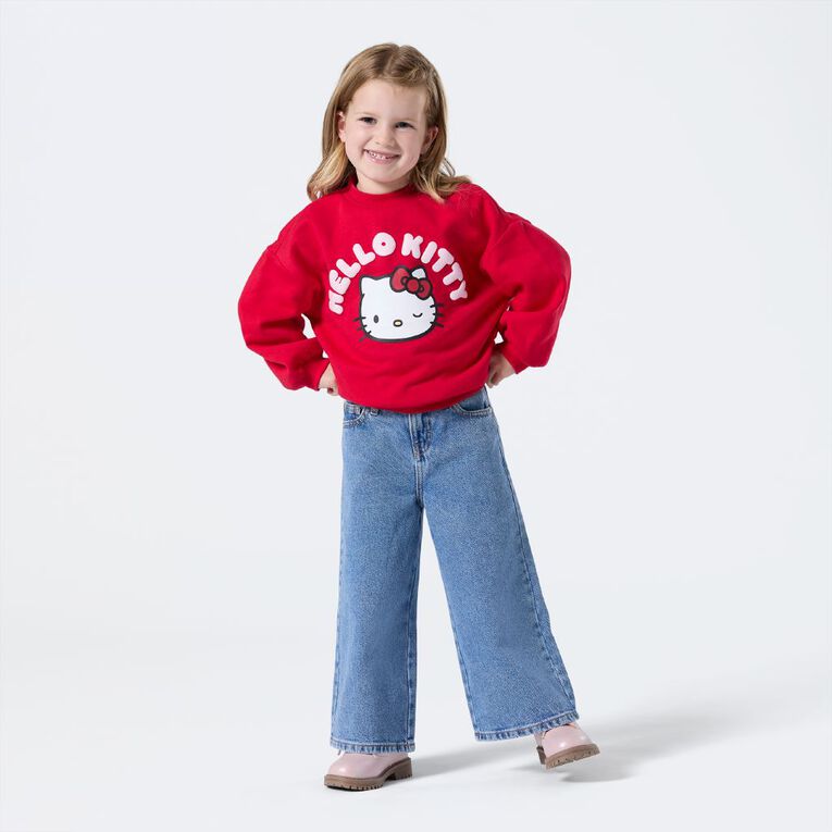 Hello Kitty Oversized Crew Sweat, Red Mid, hi-res
