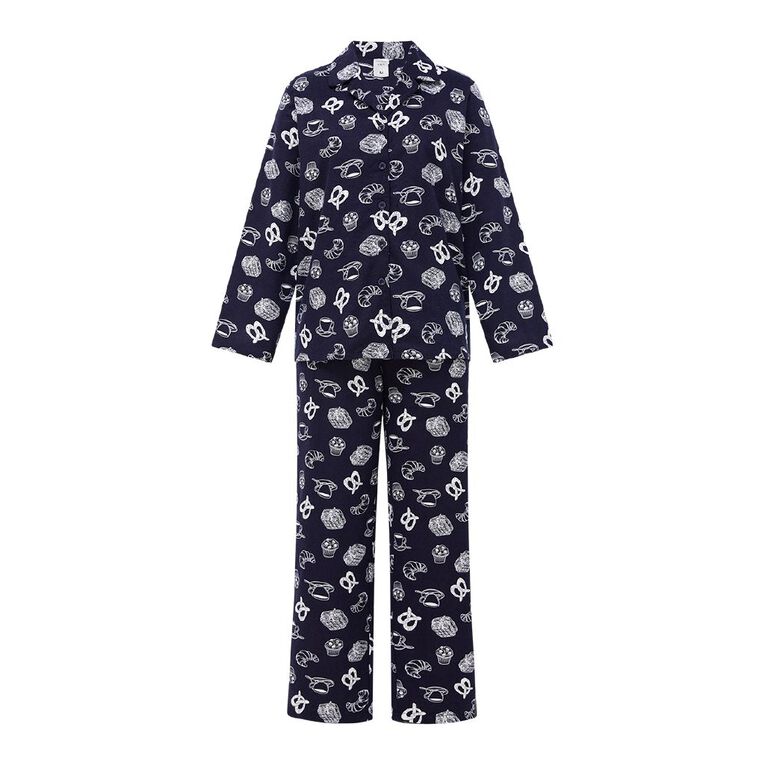H&H Women's Classic Flannelette Pyjama Set, Blue Dark, hi-res