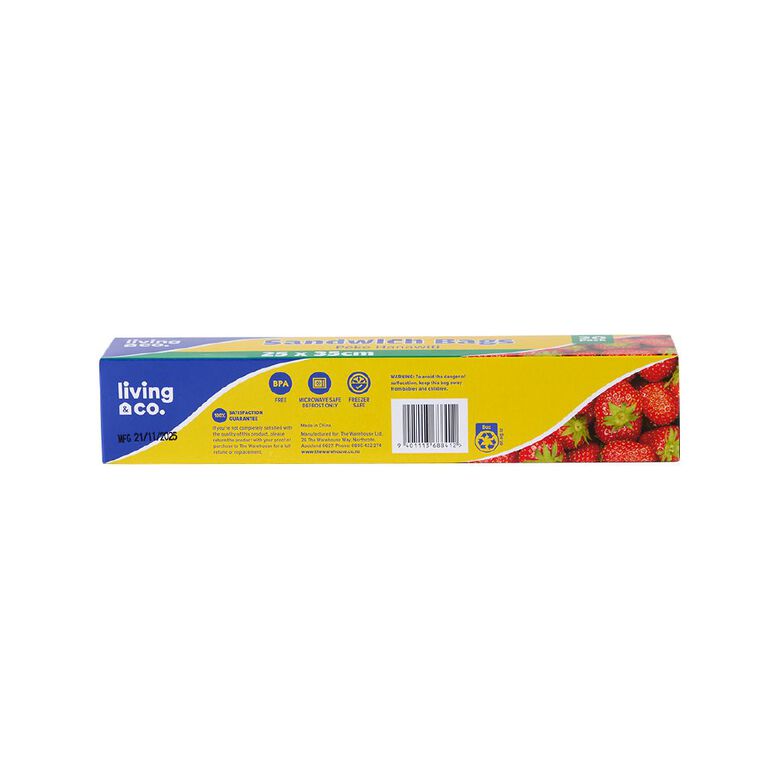 Living & Co Resealable Sandwich Bags 25 x 35cm 20 Pack, , hi-res