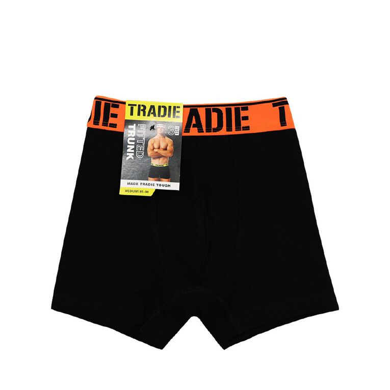 Tradie Men's Trunks 3 Pack, Black, hi-res