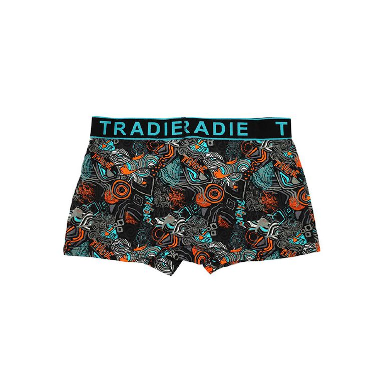 Tradie Men's Fly Front Trunks 3 Pack, Black/Green, hi-res