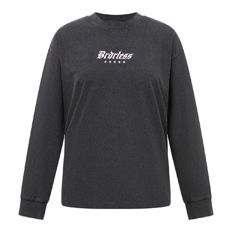 BRDRLESS Long Sleeve Boyfriend Graphic Tee, Black, hi-res