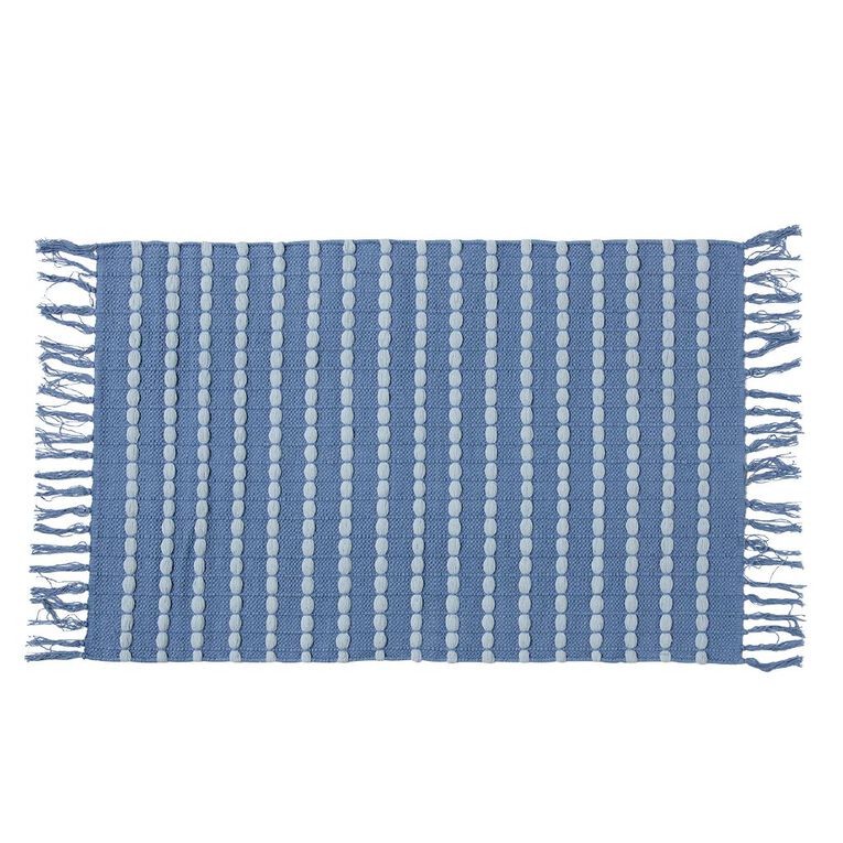 Living & Co Cotton Woven Rug Blue 60cm x 90cm, , hi-res