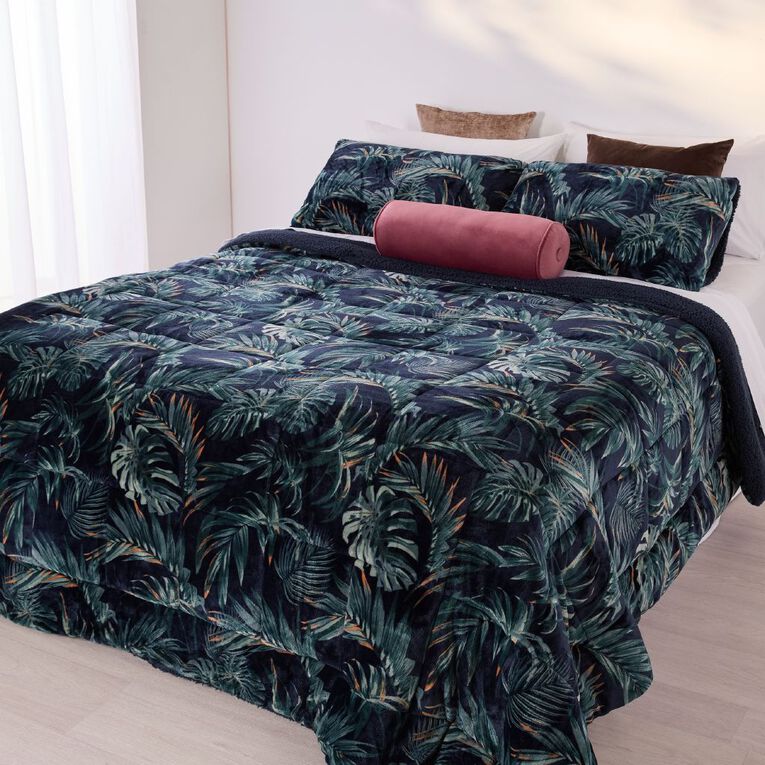 Living & Co 3 Piece Comforter Midnight Forest Multi-Coloured Queen, , hi-res
