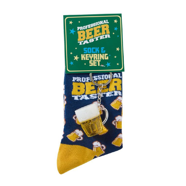 Fathers Day Sock & Key Ring Set - Beer, , hi-res