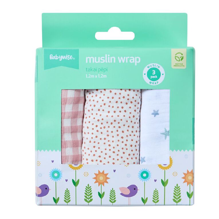 Babywise Muslin Wrap 3 Pack Sun, , hi-res
