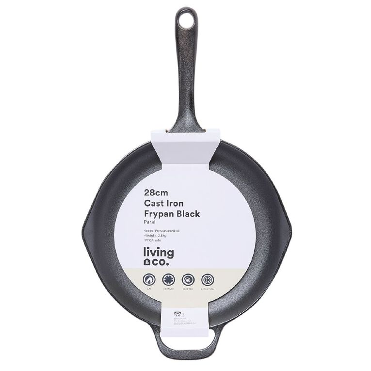 Living & Co Cast Iron Frypan Black, , hi-res