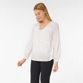 H&H Women's Long Sleeve Ruched Cotton Top