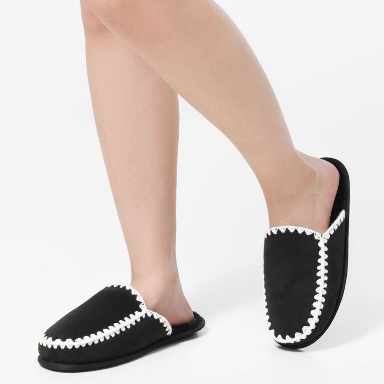 H&H Women's Bridey Scuff Slippers, Black, hi-res