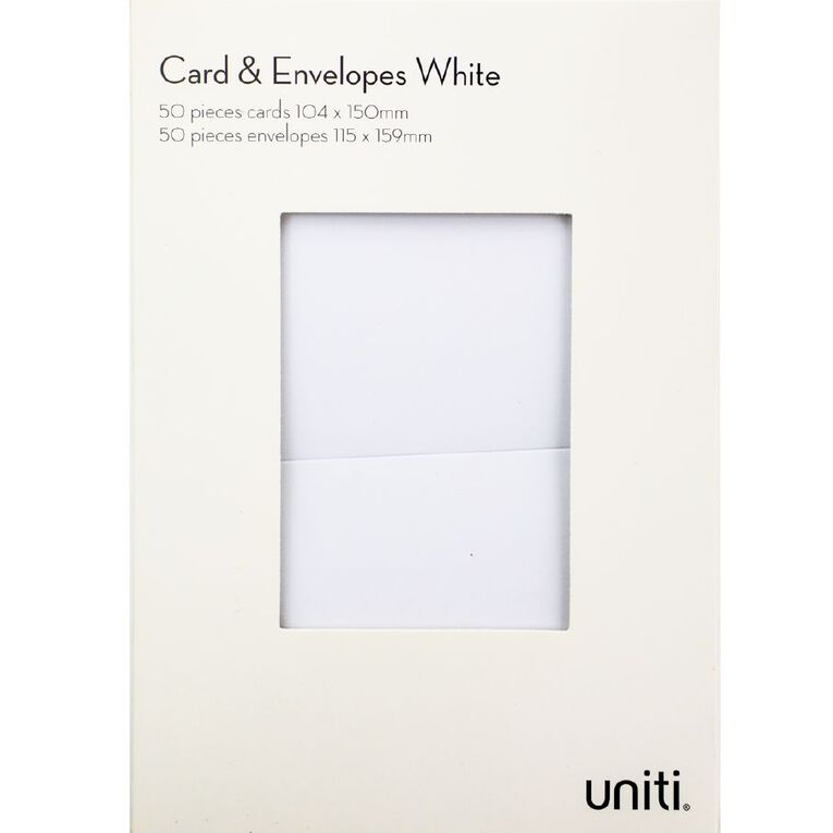 Uniti Cards & Envelopes White 50 Pack, , hi-res