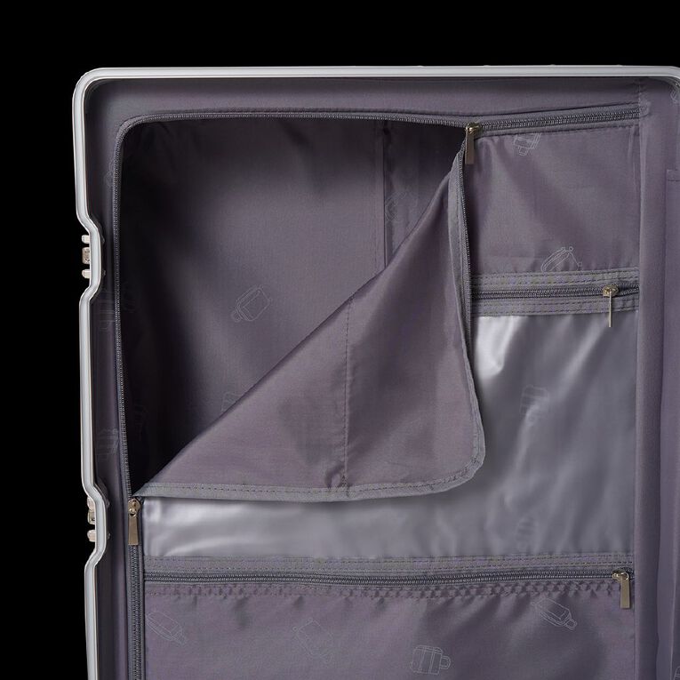 Living & Co Hard Textured Suitcases 2 Piece Set Silver, , hi-res