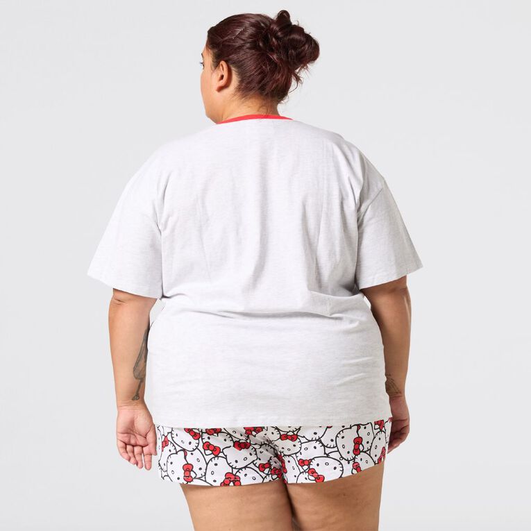 Hello Kitty Plus Size Boxy T-Shirt and Short Pyjama Set, Grey Light, hi-res