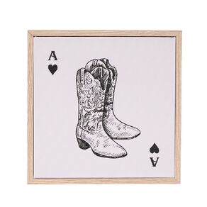 Living & Co Cowgirl Boots Framed Canvas 25cm x 25cm