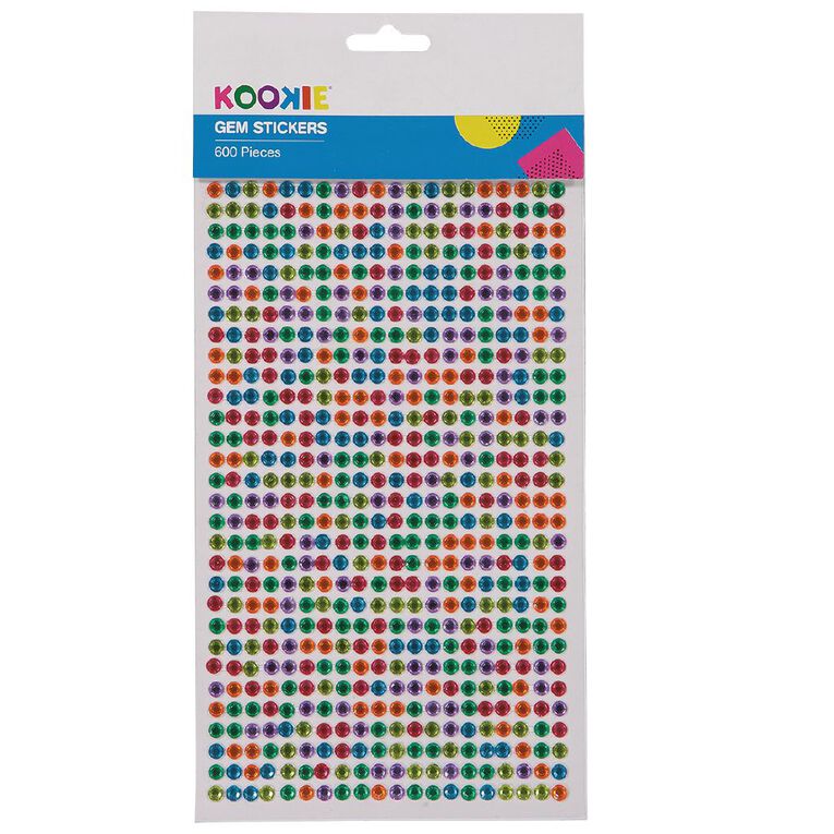 Kookie Adhesive Gem Stickers 600 Piece Assorted, , hi-res