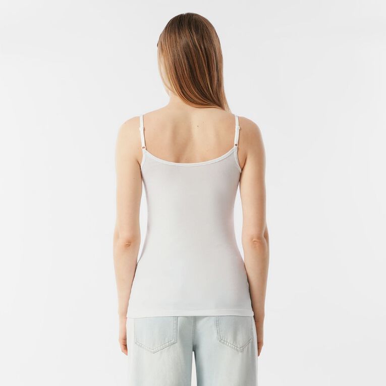 H&H Women's Essential Stretch Shelf Bra Cami, White, hi-res
