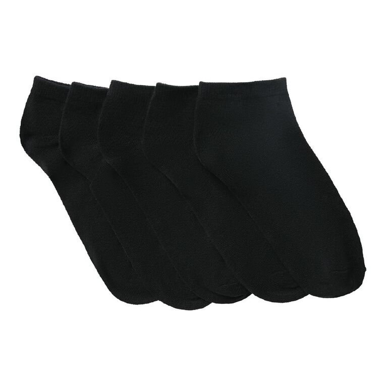 H&H Mens' Liner Plain Socks 5 Pack, Black W26, hi-res