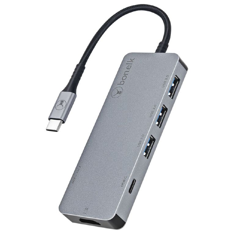 Bonelk Long Life USB A to 3 Port Hub + SD/TF Reader Space Grey Grey, , hi-res