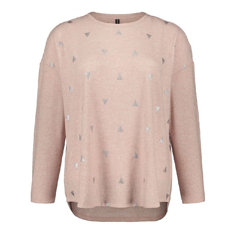 H&H Plus Women’s Brushed Knit Print Top