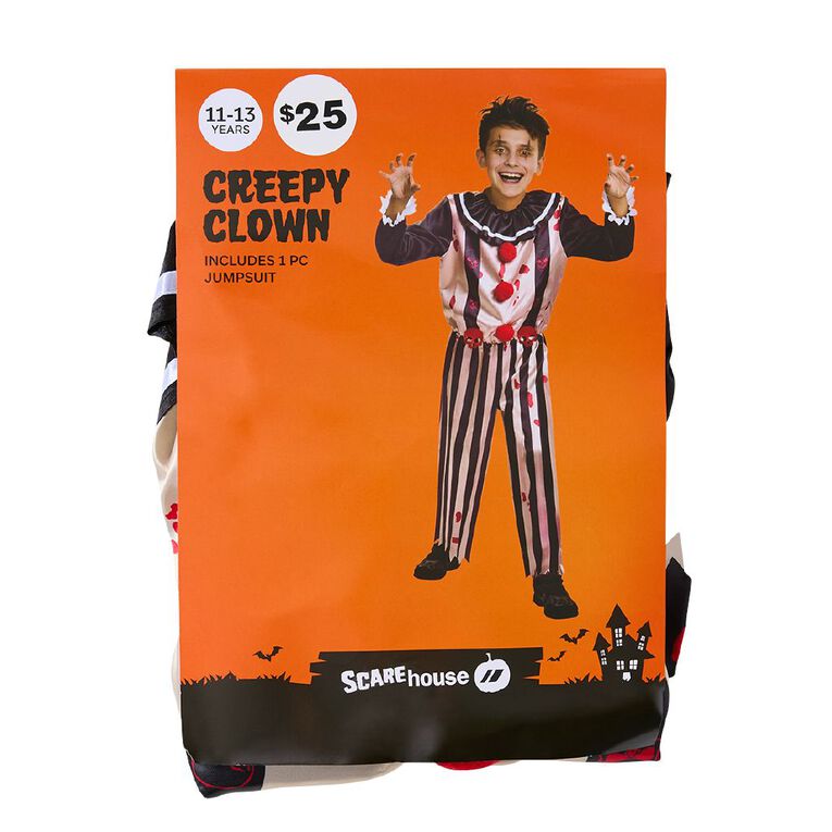 Scarehouse Creepy Clown Kids' Costume Black/White 11-13 Years, , hi-res
